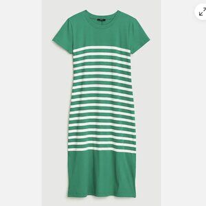 J. Crew Breton Stripe T-Shirt Midi Dress in Kelly Green Cotton Lightweight Sz M